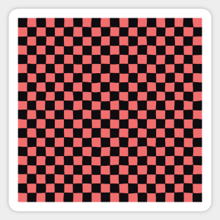 Wonky Checkerboard, Black and Pink Sticker